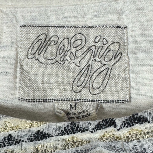 Ace&jig Black ace & jig White Metallic Tencel Tunic Top Cotton Women’s M - Picture 5 of 6